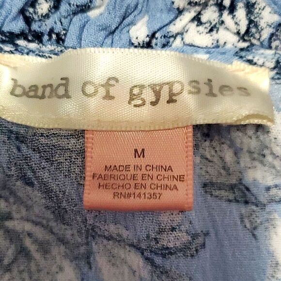 Band of Gypsies Blue Floral Boho Romantic Ruffly Tiered Mini Dress - Picture 10 of 12